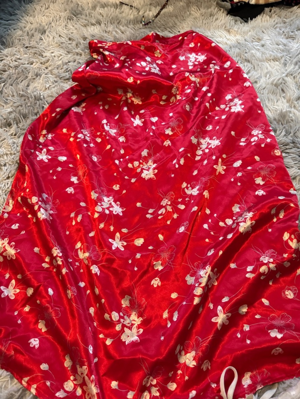 jonathan martin Red Satin Floral long skirt